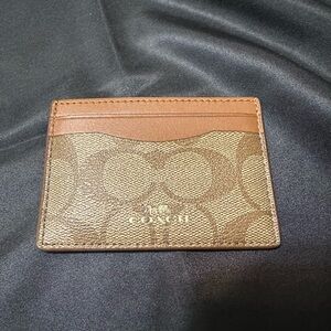 Coach Unisex Signature Brown and Tan Slim Card Holder